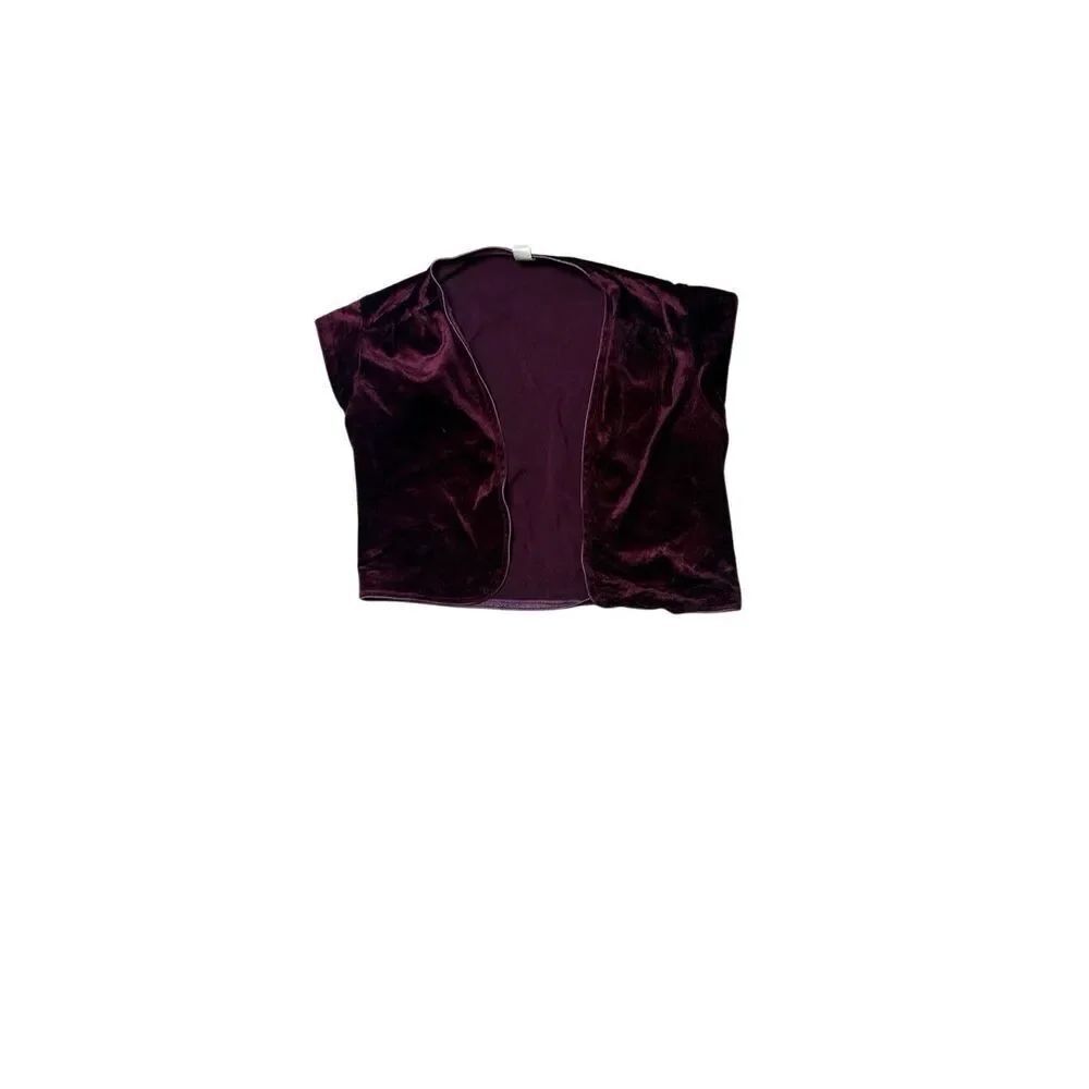 70s Vintage RedโVelvet Short Sleeve Bolero Shrug XS